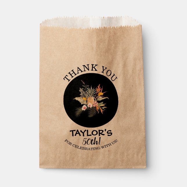 Pineapple and Hibiscus Tropical Hawaiian Favor Bag (Front)