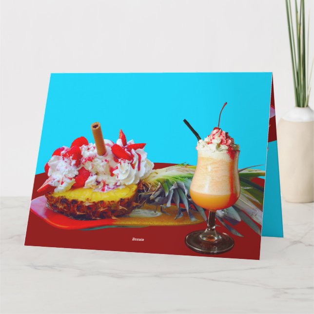 Pineapple and ice cream with a fruit smoothie card (Back)