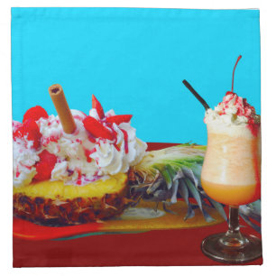Pineapple and ice cream with a fruit smoothie cloth napkin