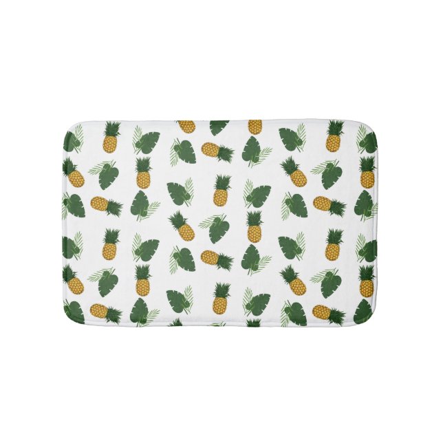 Pineapple And Palm Leaves Bath Mat (Front)