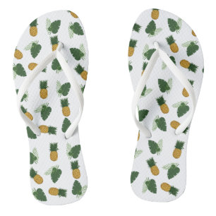 Pineapple And Palm Leaves Flip Flops