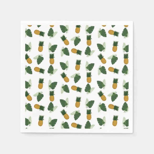 Pineapple And Palm Leaves Napkins (Front)