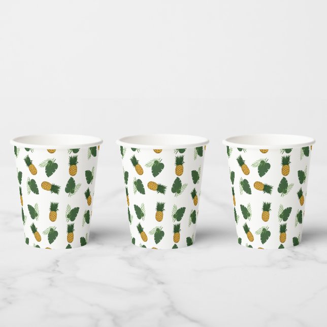 Pineapple And Palm Leaves Paper Cups (Multi)