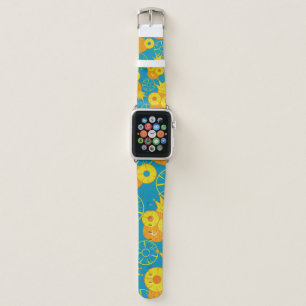 Pineapple and pineapple rings. Seamless doodle pat Apple Watch Band
