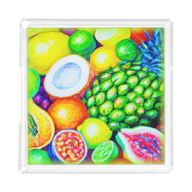 Pineapple and Tropical Fruits. Buy Now Acrylic Tray (Front)