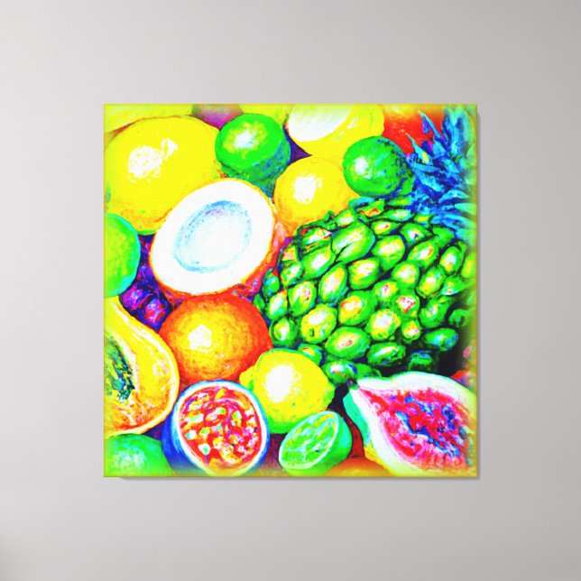 Pineapple and Tropical Fruits. Buy Now Canvas Print (Front)