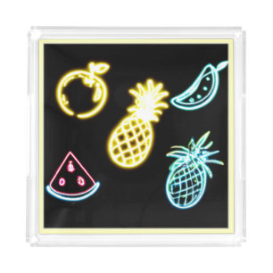 Pineapple and Tropical Fruits Neon Acrylic Tray