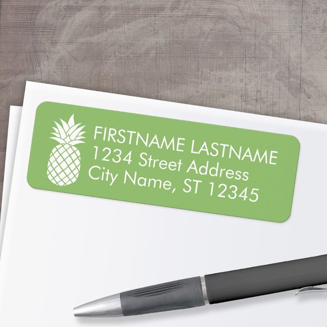 Pineapple and Whimsical green Return Address Label (Custom Return Address Labels - Low Minimum)