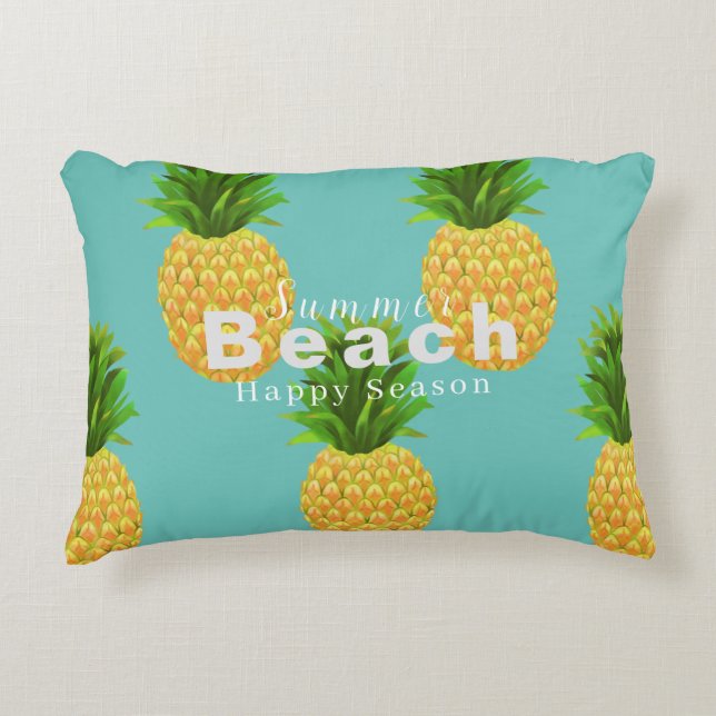 Pineapple Aqua Accent Pillow (Front)