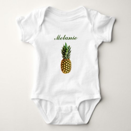 Pineapple baby bodysuit with custom name