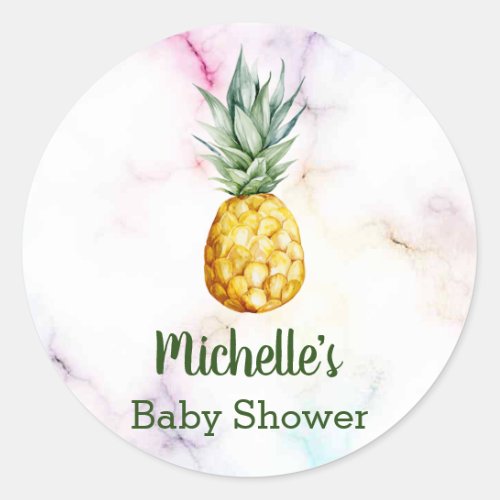 Pineapple Baby Shower Favor Thank You Classic Round Sticker