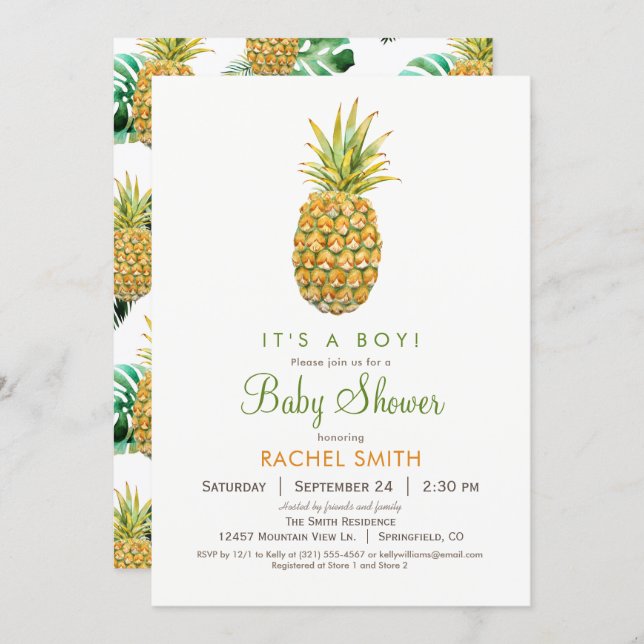 Pineapple Baby Shower Invitation (Front/Back)