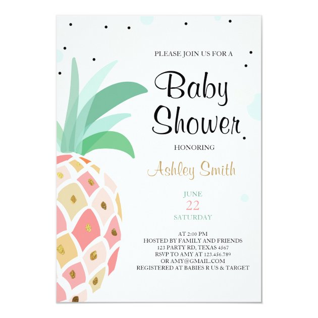 Pineapple Baby Shower Invitation Tropical Bridal
