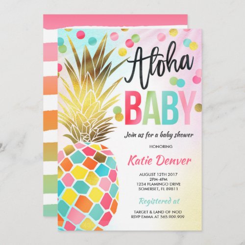 Pineapple Baby Shower Invitation Tropical Shower