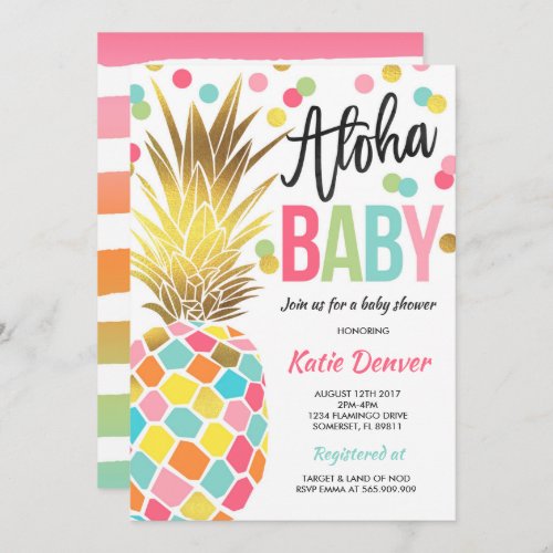 Pineapple Baby Shower Invitation Tropical Shower