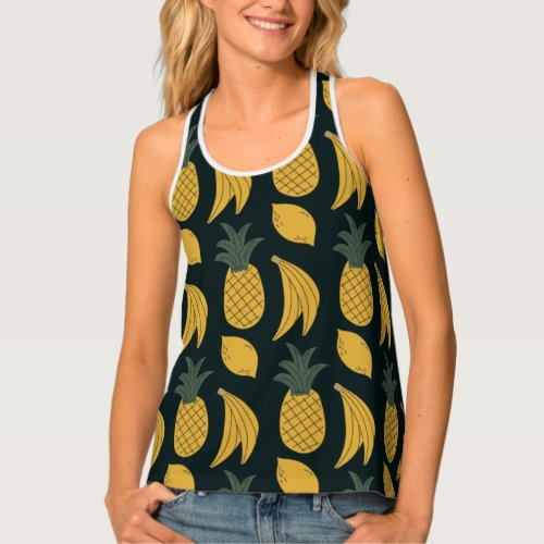 Pineapple Banana Lemon Fruit Pattern Cute Summer Tank Top