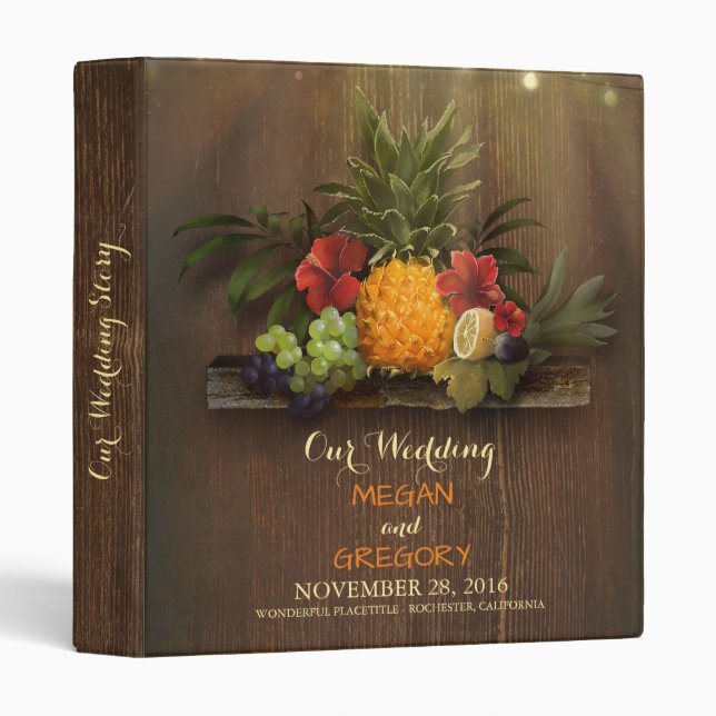 Pineapple Beach String Lights Tropical Fruits Binder (Front/Spine)