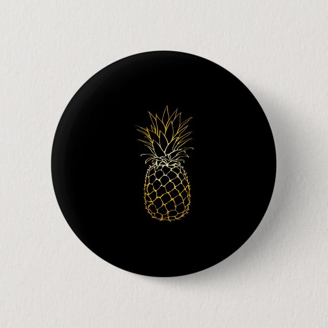 Pineapple Beach Vacation Tropical Fruit Gift  Button (Front)