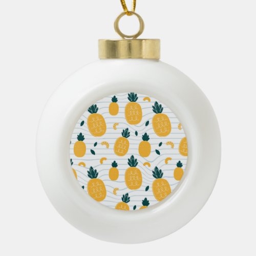 Pineapple Beauty Hand Drawn Pattern Ceramic Ball Christmas Ornament