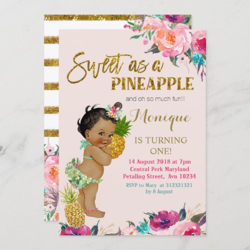 Pineapple birthday invitation African American