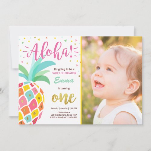 Pineapple birthday invitation Tropical Luau Hawaii