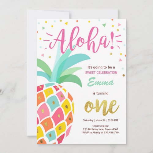 Pineapple birthday invitation Tropical Luau Hawaii