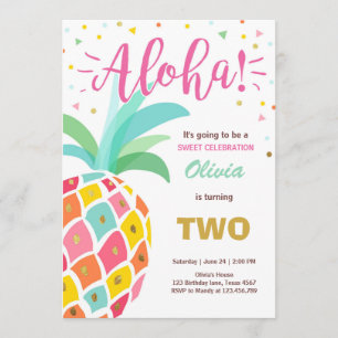 Pineapple birthday invitation Tropical Luau Hawaii