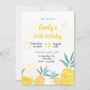 Pineapple Birthday invitaton Template bday invite 