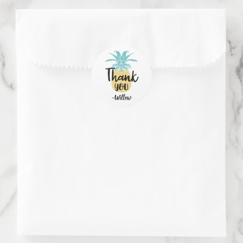 Pineapple Birthday Luau Party Thank You Favor Classic Round Sticker