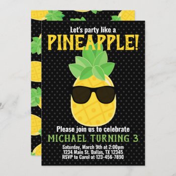 Pineapple Birthday Party Invitation Invite by PerfectPrintableCo at Zazzle
