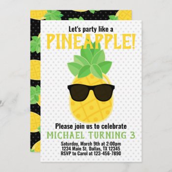 Pineapple Birthday Party Invitation Invite by PerfectPrintableCo at Zazzle