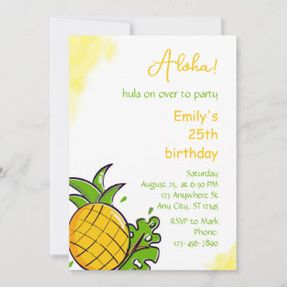 Pineapple birthday party invitation template
