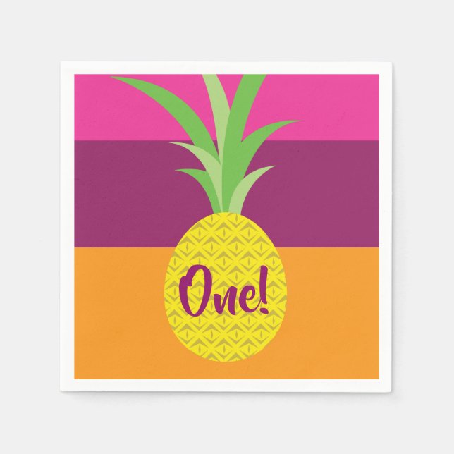 Pineapple Birthday Party Napkins (Front)