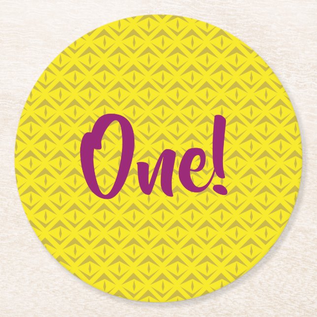 Pineapple Birthday Party Round Paper Coaster (Front)