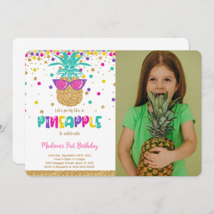 Pineapple Birthday Photo Invitation