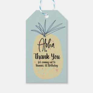 Pineapple Birthday Tropical Summer Aloha Thank You Gift Tags