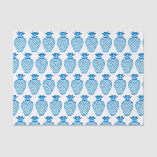Pineapple Blue and White Ginger Jar Tissue Paper (Front)
