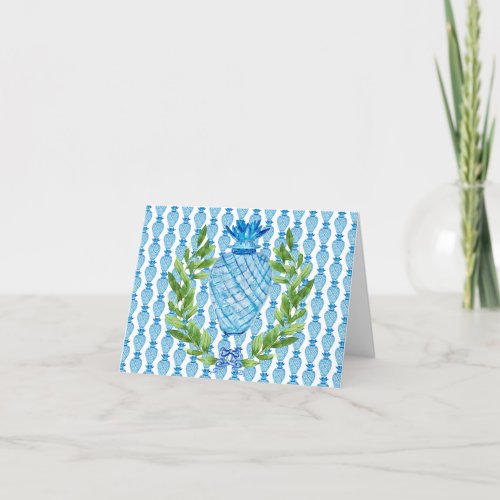 Pineapple Blue  White Ginger Jar Thank You Card