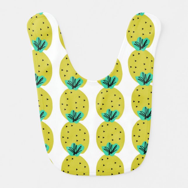 Pineapple Bold Geometric Foodie Vegan Baby Bib (Front)