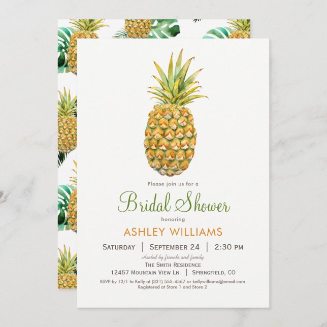 Pineapple Bridal Shower Invitation (Front/Back)