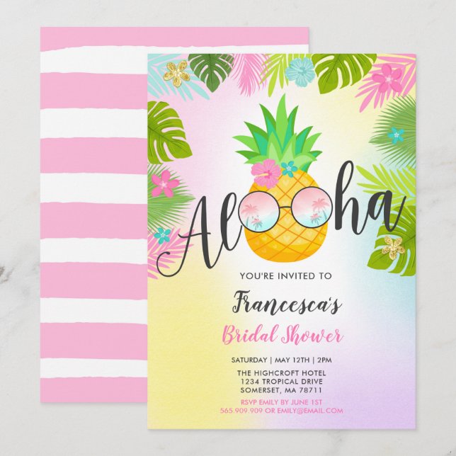 Pineapple Bridal Shower Invitation Hawaiian Bridal (Front/Back)