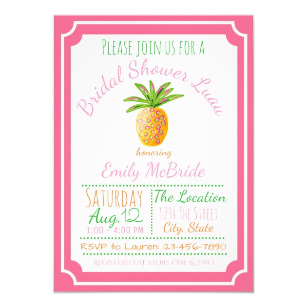Pineapple Bridal Shower Invitation Pink Breeze