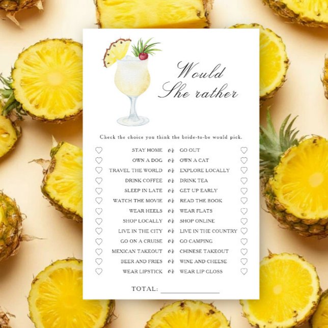 Pineapple bridal shower - Would she rather game (Creator Uploaded)