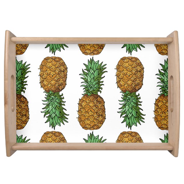 Pineapple Brightness: Summer Tropical Illustration Serving Tray (Front)