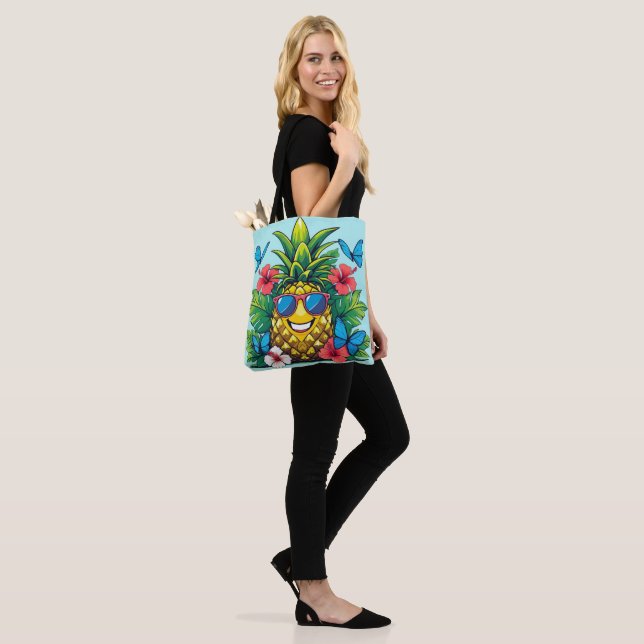 Pineapple Butterfly Hibiscus Tote Bag (On Model)