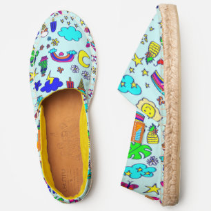 pineapple cactus rainbow  monstera doodle espadrilles