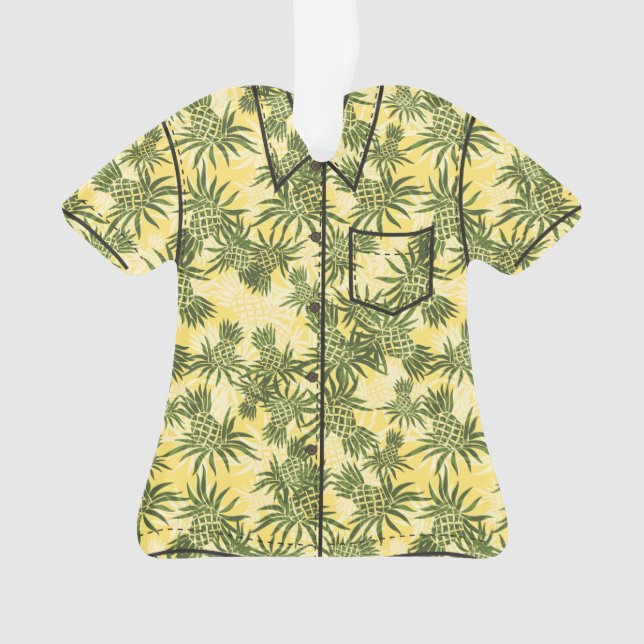 Pineapple Camo Hawaiian Tropical Aloha Shirt Ornament (Front)