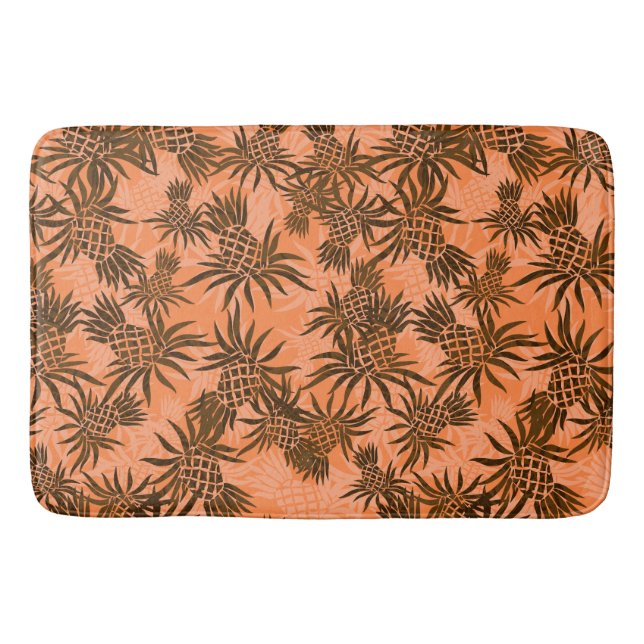 Pineapple Camo Hawaiian Tropical Bathroom Mat (Front)