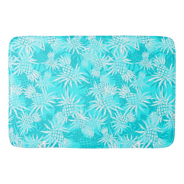 Pineapple Camo Hawaiian Tropical Bathroom Mat (Front)