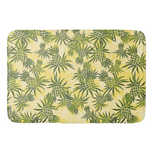 Pineapple Camo Hawaiian Tropical Bathroom Mat (Front)